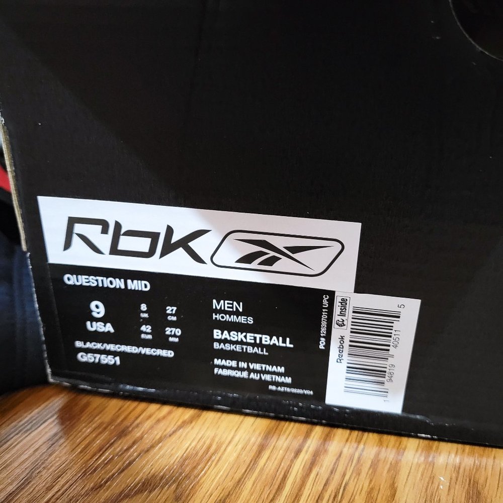 Reebok Question Mid Red Black Street Sleigh G57551 Iverson BRED Christmas Holida - Picture 11 of 13